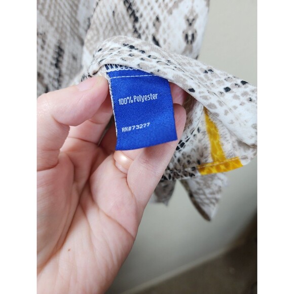 Apt. 9 L Snake Print Halter Mock Neck Top Yellow Side Stripe Sleeveless - Picture 7 of 8